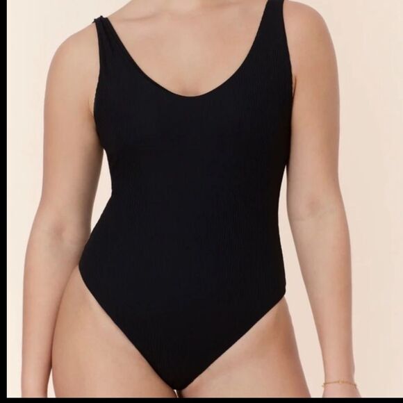 Andie The Ibiza One Piece Rib Swimsuit Black size M NWT - Picture 1 of 7